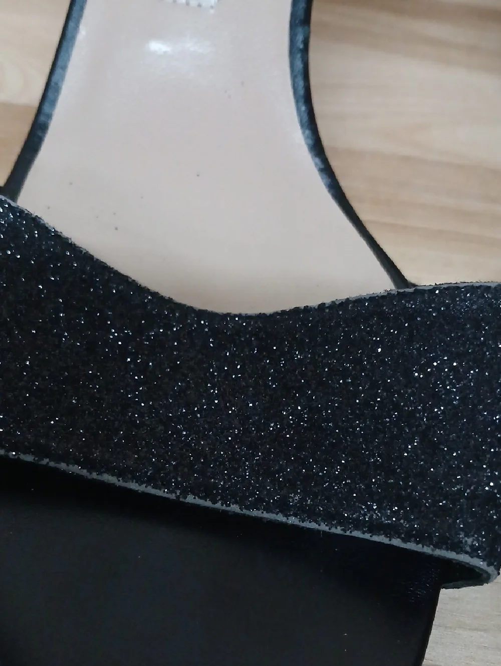 Diane Von Furstenberg Black Glitter Ankle-Strap Stiletto Heels Size 7.5 B